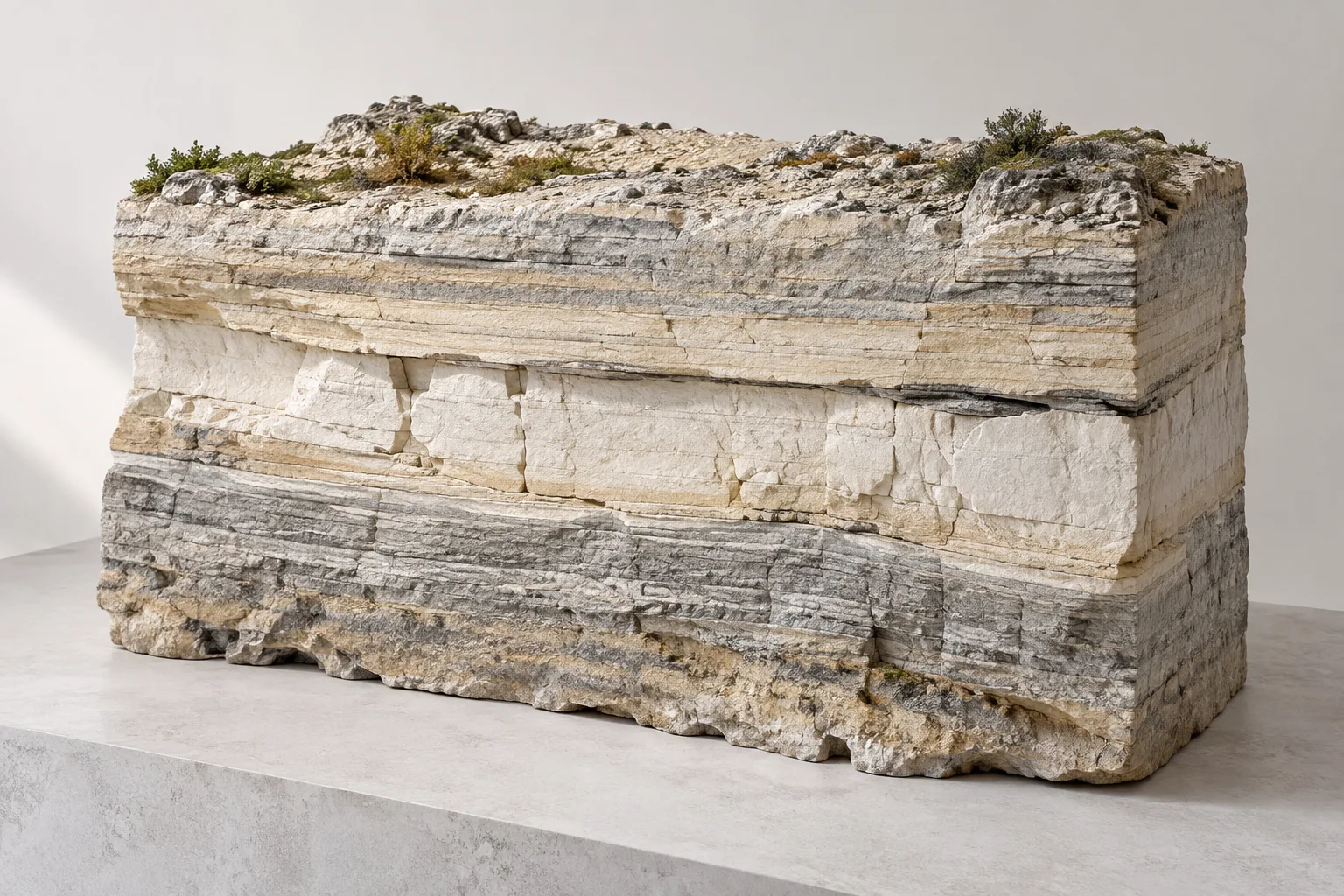 Conceptual geological model showing layered sedimentary rock